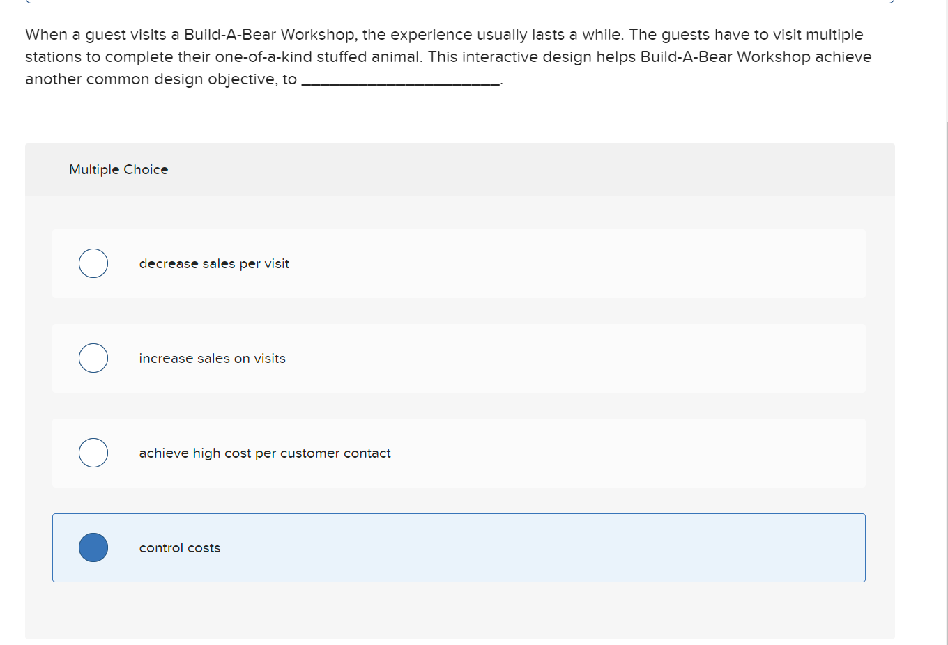 When a guest visits a Build-A-Bear Workshop, the