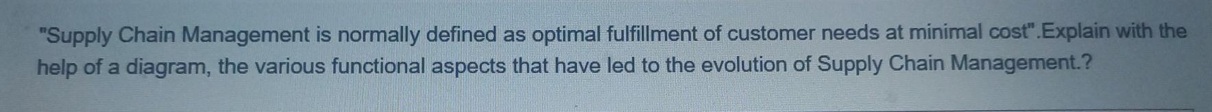 Sub. Supply chain management "Supply Chain