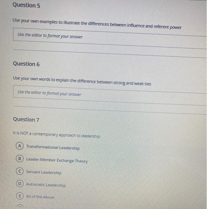 Question 5 Use your own examples to illustrate