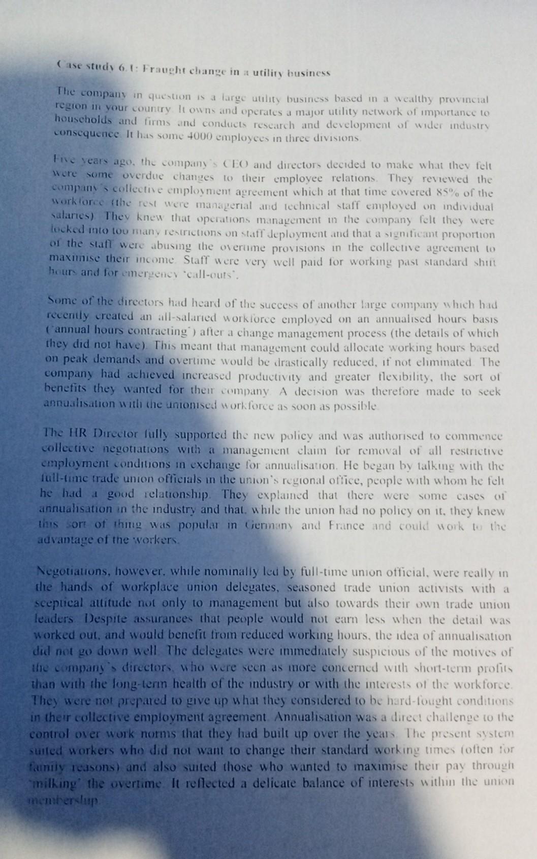 Please I need them urgently Case study 4.1: