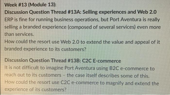 Week #13 (Module 13): Discussion Question Thread