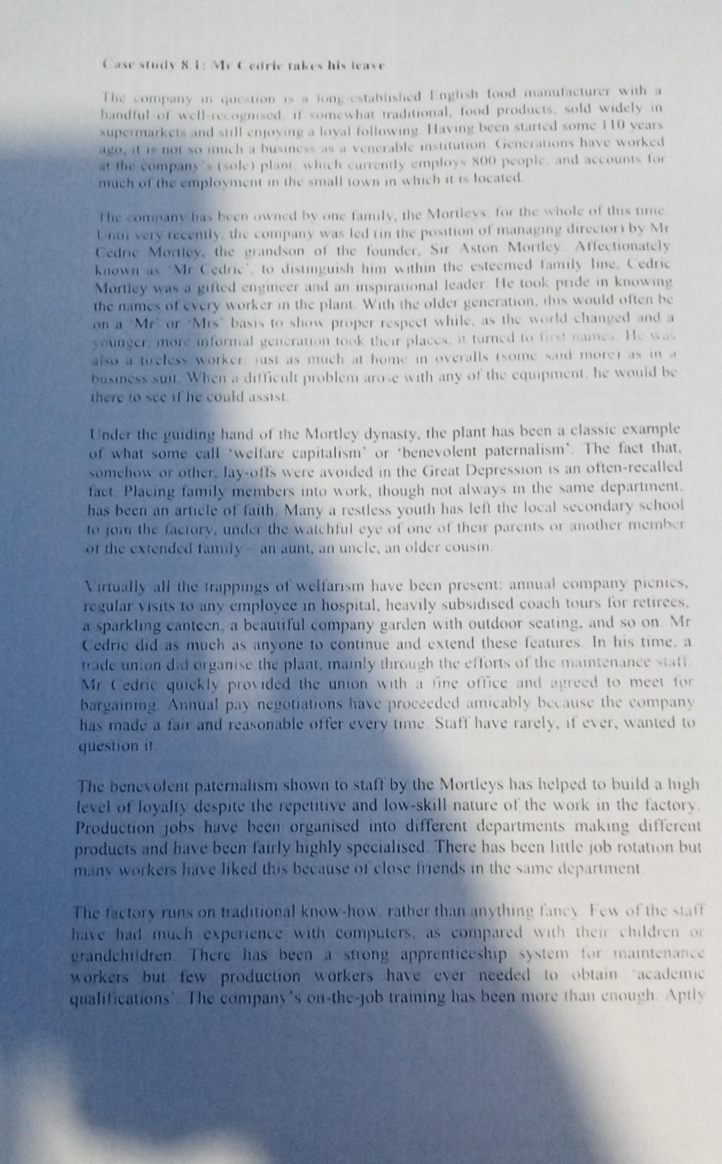 Please I need them urgently Case study 4.1: