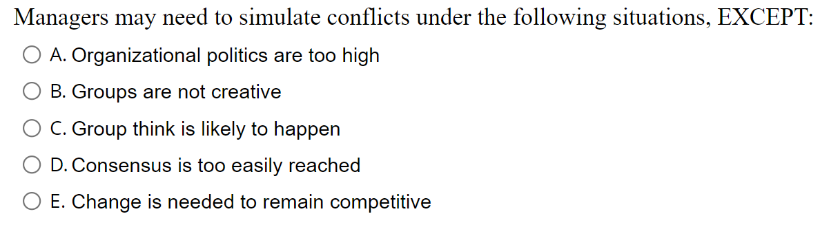 Managers may need to simulate conflicts under the