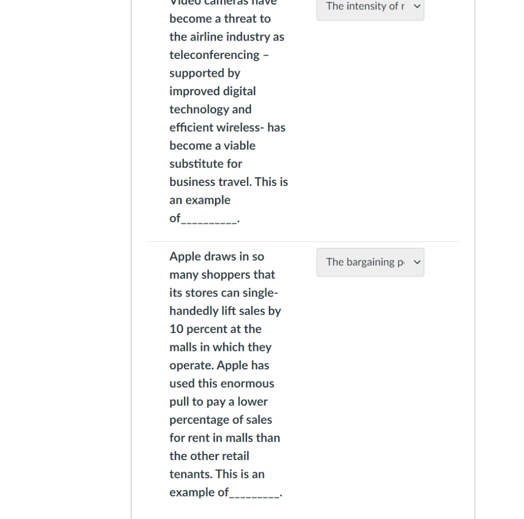 Partial Question 6 0.75 / 3 pts Match the example