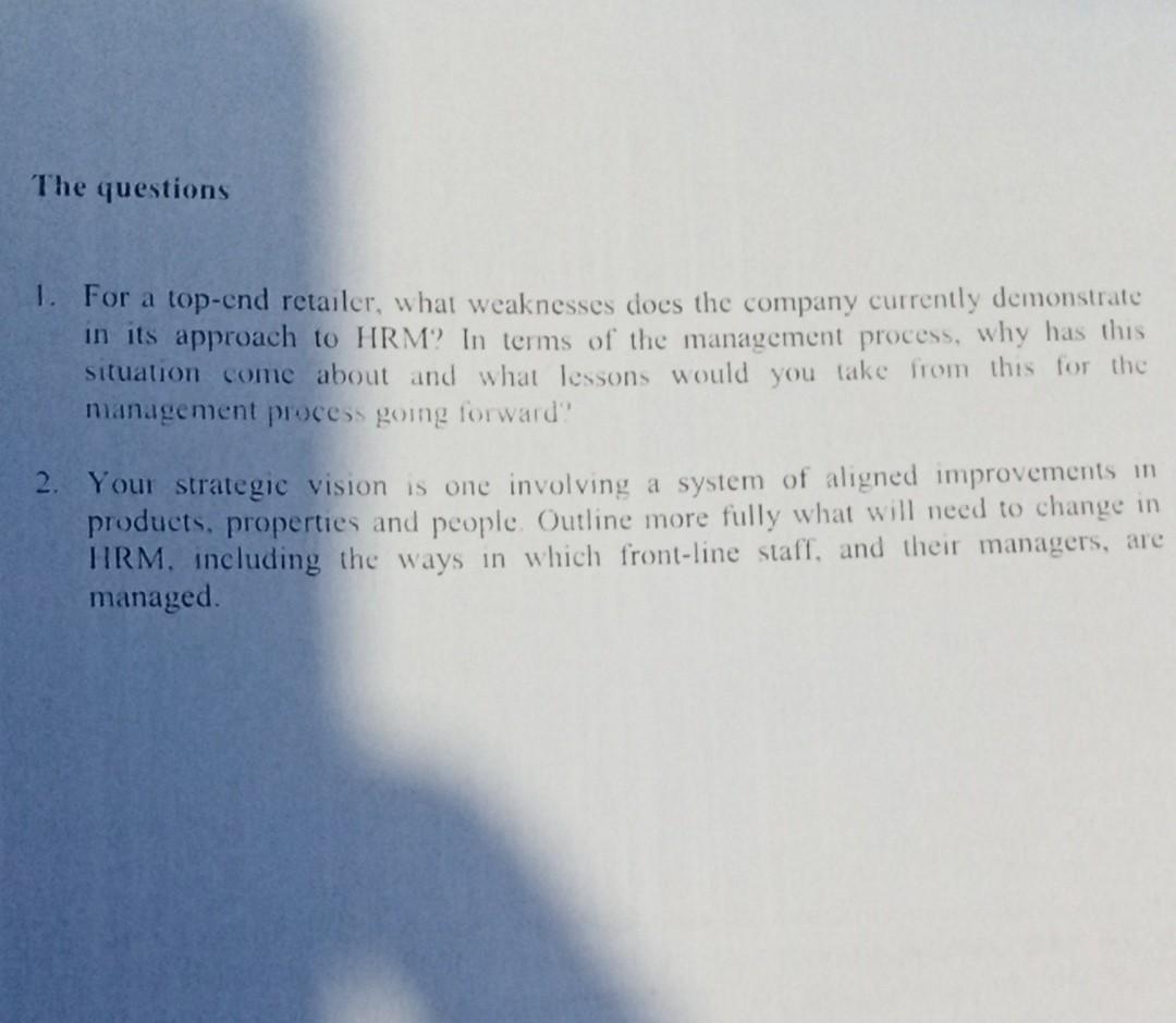 Please I need them urgently Case study 4.1: