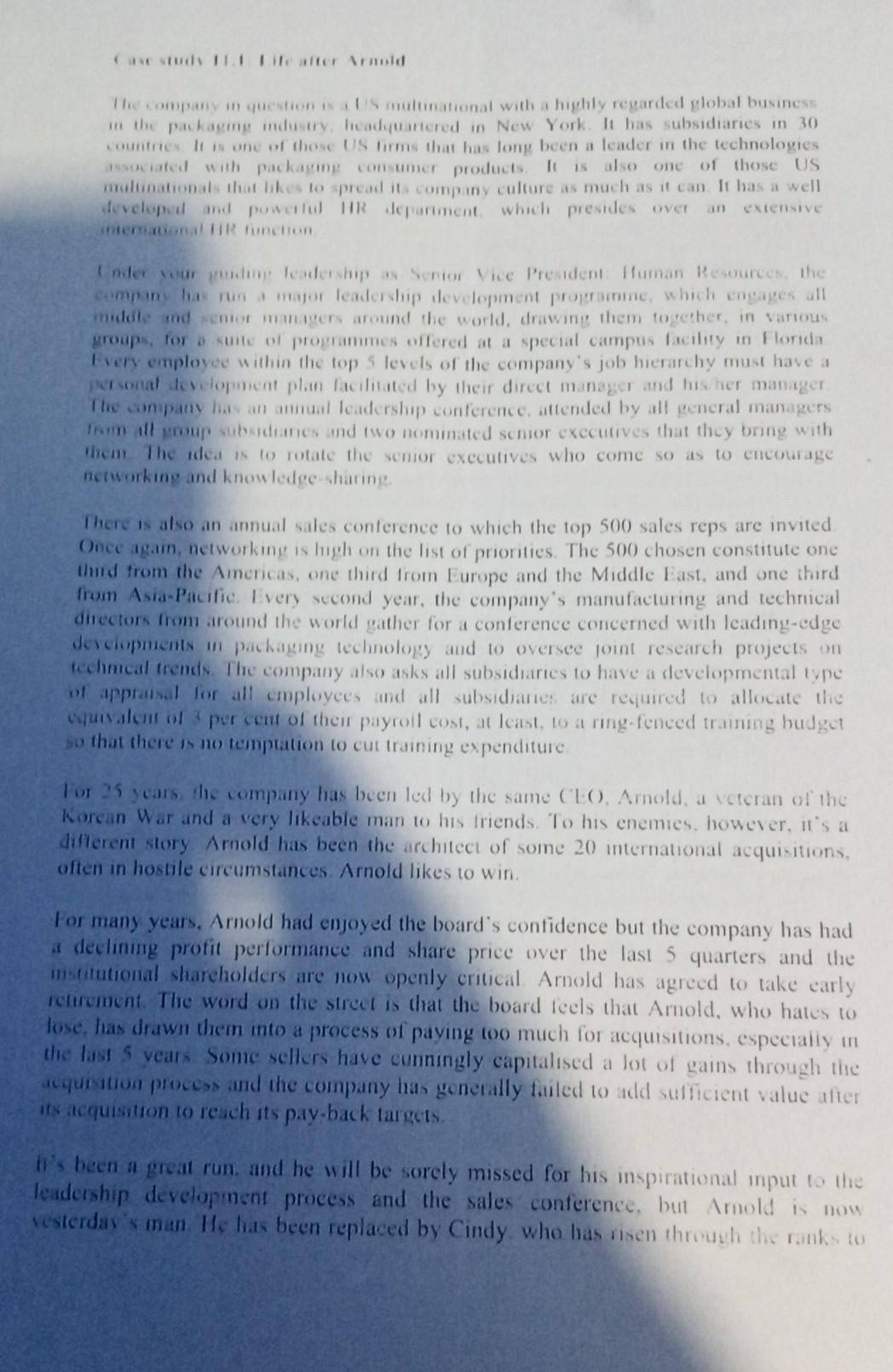 Please I need them urgently Case study 4.1: