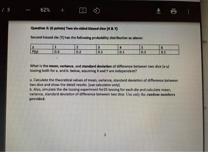 this is all the information that was given /3 62%