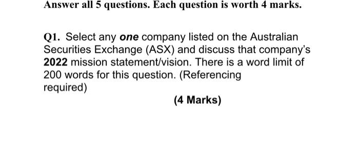 Answer all 5 questions. Each question is worth 4