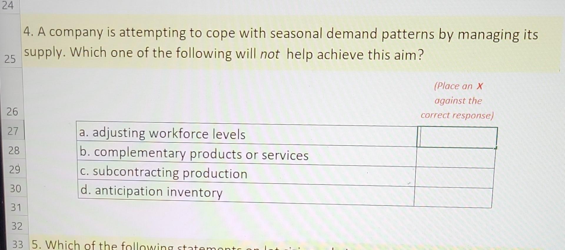 A company is attempting to cope with seasonal