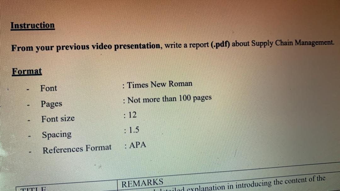 Instruction From your previous video