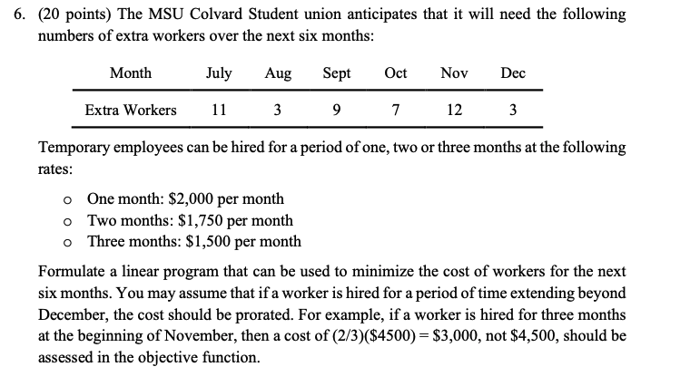 6. (20 points) The MSU Colvard Student union