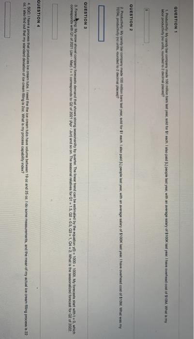 QUESTION 1 1. Productivity My candy bar code 100