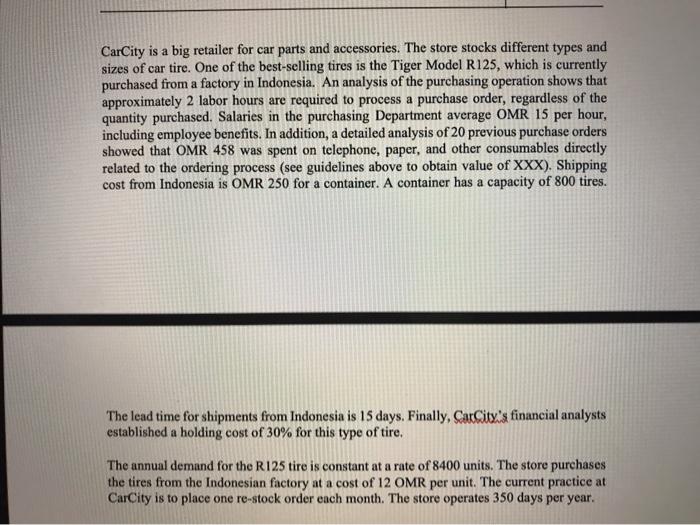 CarCity is a big retailer for car parts and