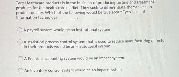 Tyco Healthcare products is in the business of