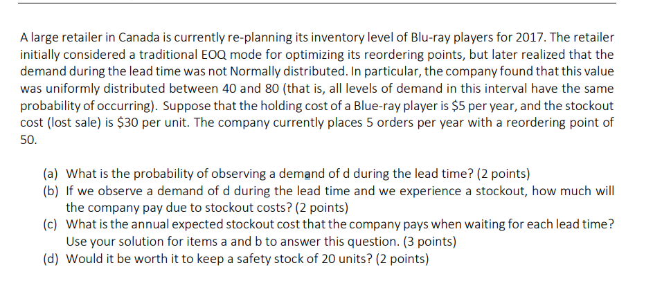 A large retailer in Canada is currently
