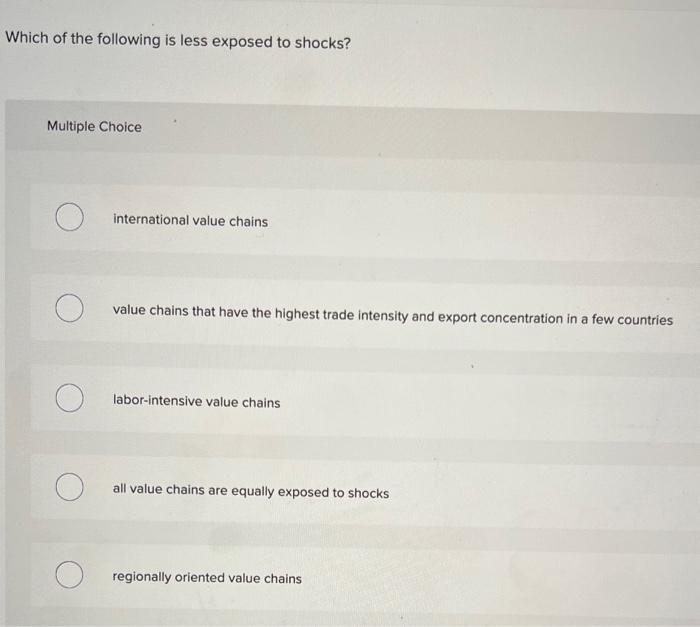 Which of the following is less exposed to shocks?