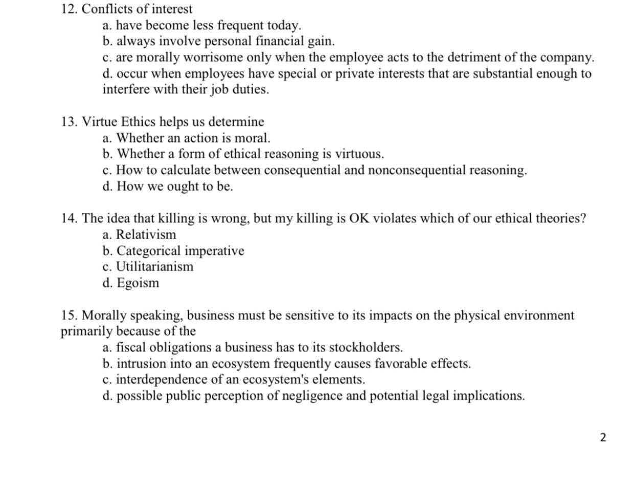 please answer all the questions 12. Conflicts of