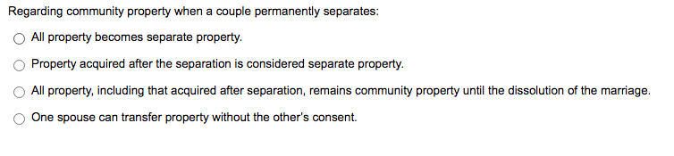 Regarding community property when a couple