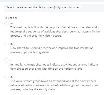Select the statement that is incorrect (only one