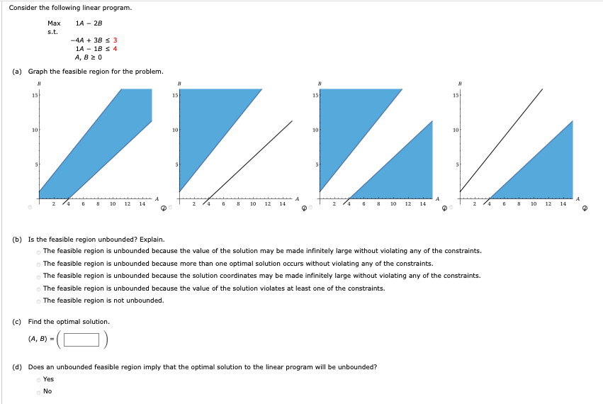 Consider the following linear program. Max 1A -