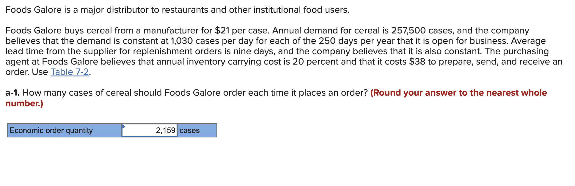 Please answer question c, Foods Galore is a major