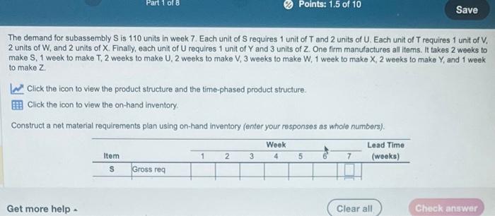 Please help! You must solve for item S through Z
