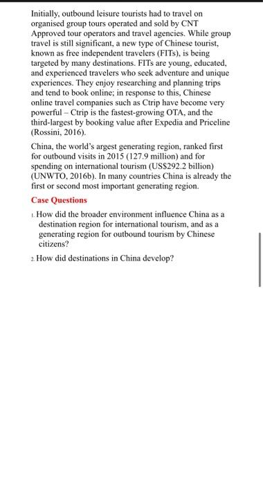 Chapter 2 Case Study - China's Tourism System