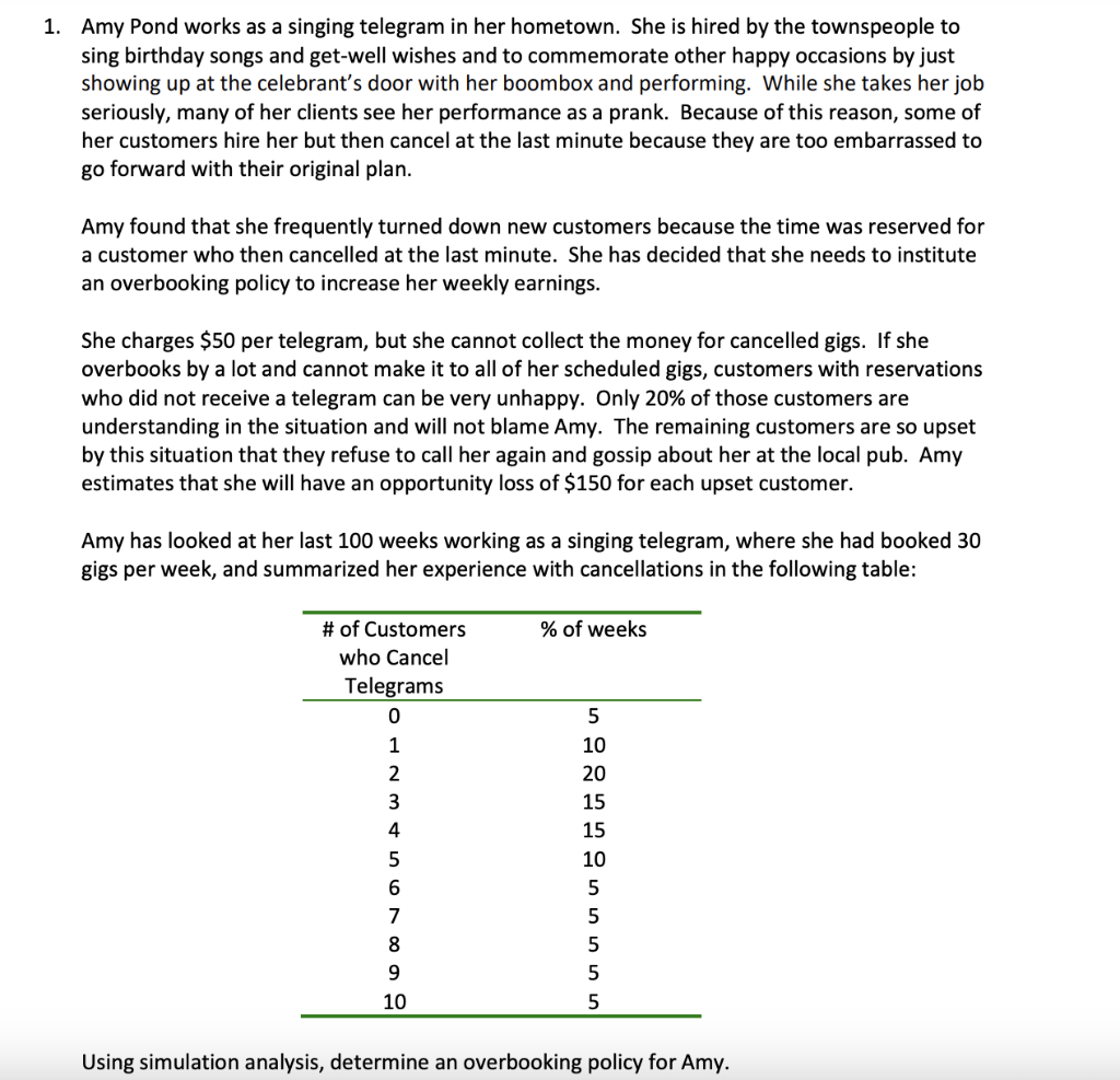 Use excel simulation to solve the below. Answer