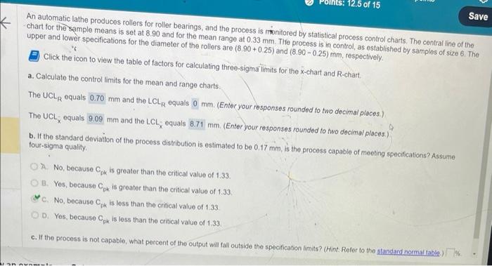 help with part c only. An automatic lathe