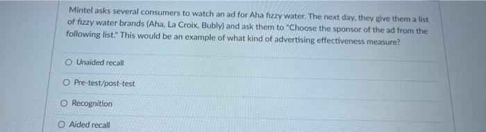 Please answer Mintel asks several consumers to