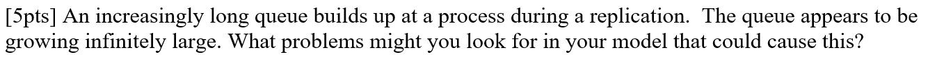 [5pts] An increasingly long queue builds up at a