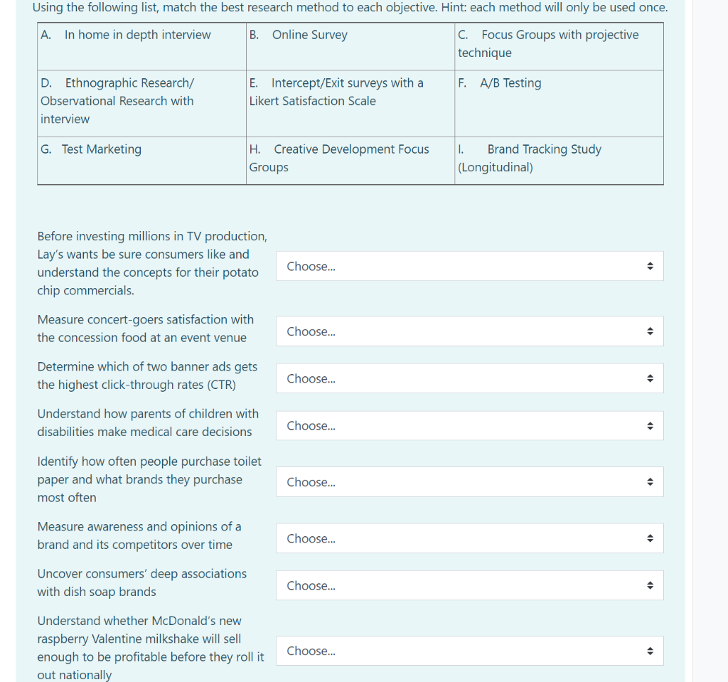 Using the following list, match the best research