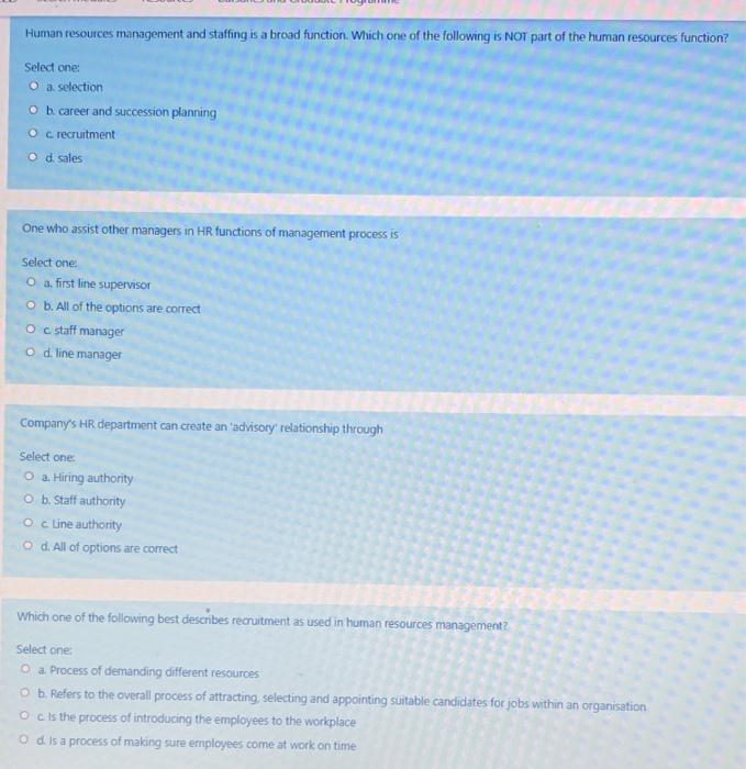 Human resources management and staffing is a