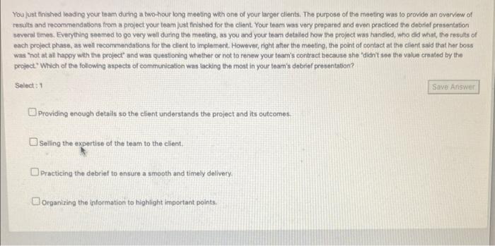 You just finished leading your team during a two