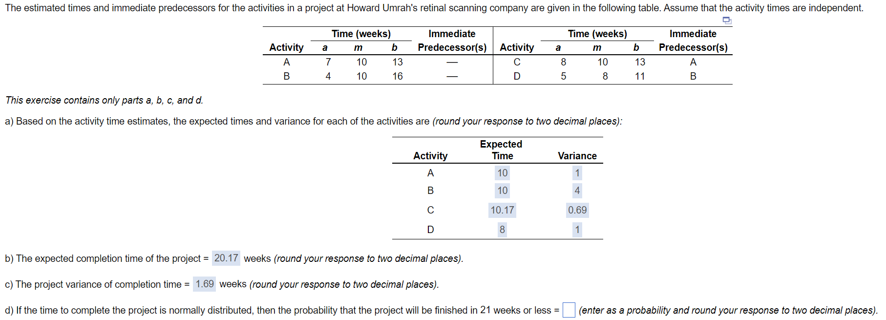 This exercise contains only parts a,b,c, and d.