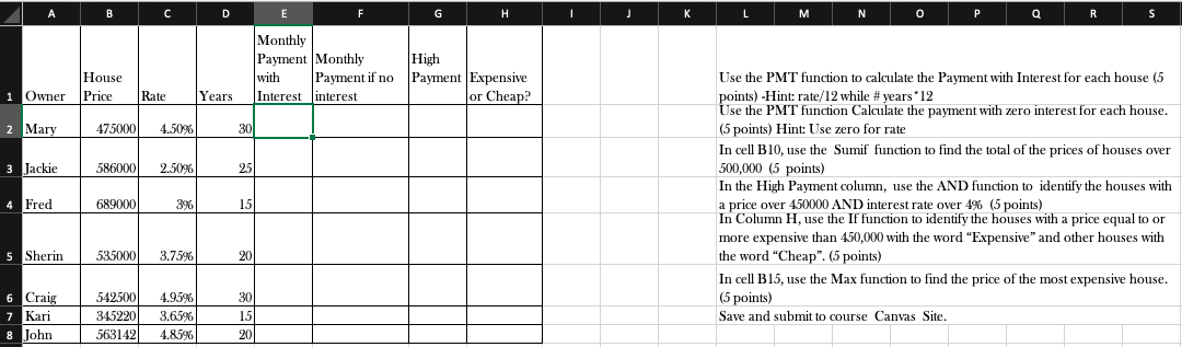 Fill in the blanks in the excel sheet #2 B C D E