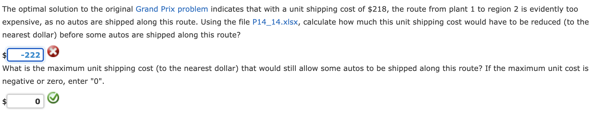 Input Data for Grand Prix To Region 1 Region 2