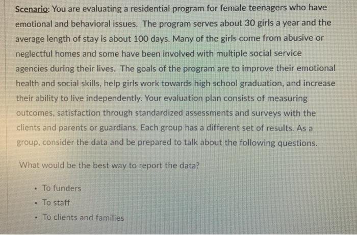 Help please with this scenario! Scenario: You are