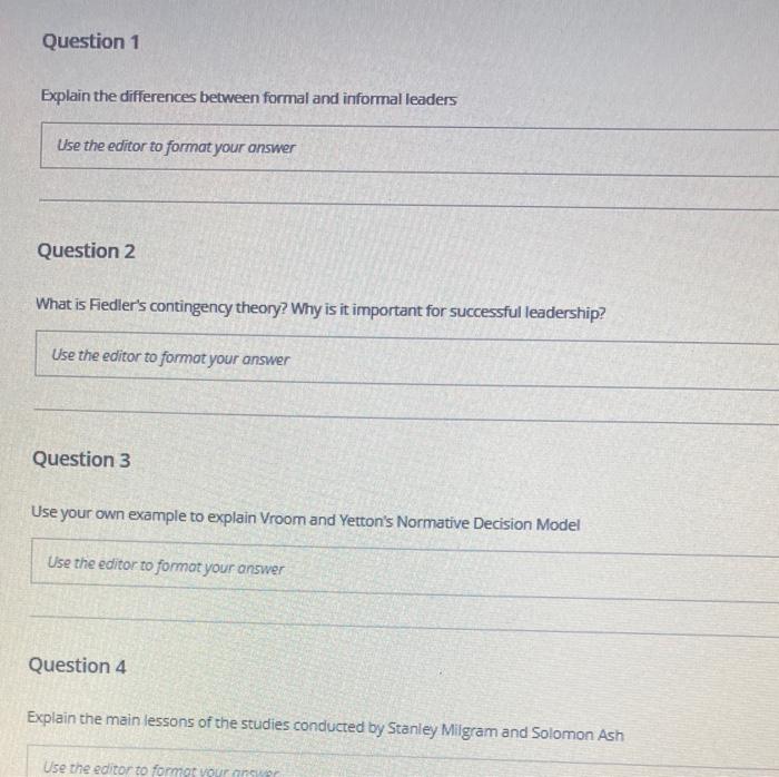 Question 1 Explain the differences between formal