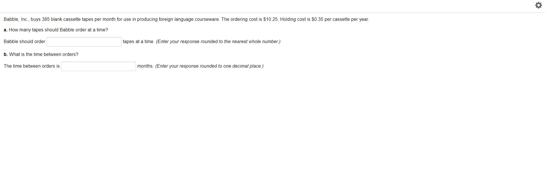 Babble, Inc., buys 385 blank cassette tapes per