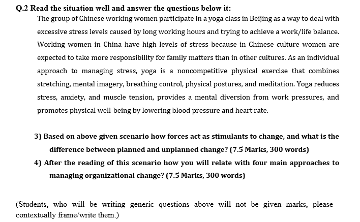 Q.2 Read the situation well and answer the