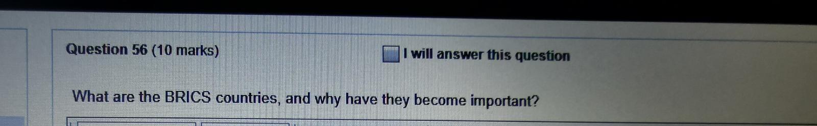 Question 56 (10 marks) will answer this question