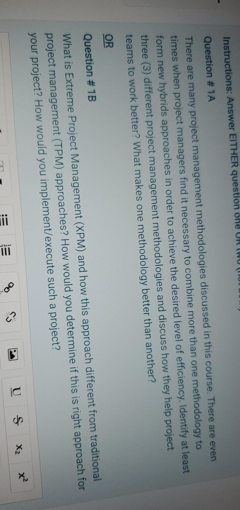 Instructions: Answer EITHER question one UR LWU