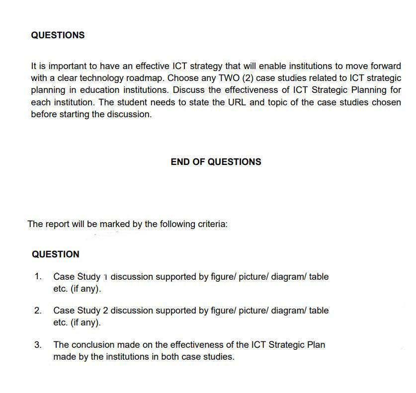 It is important to have an effective ICT strategy