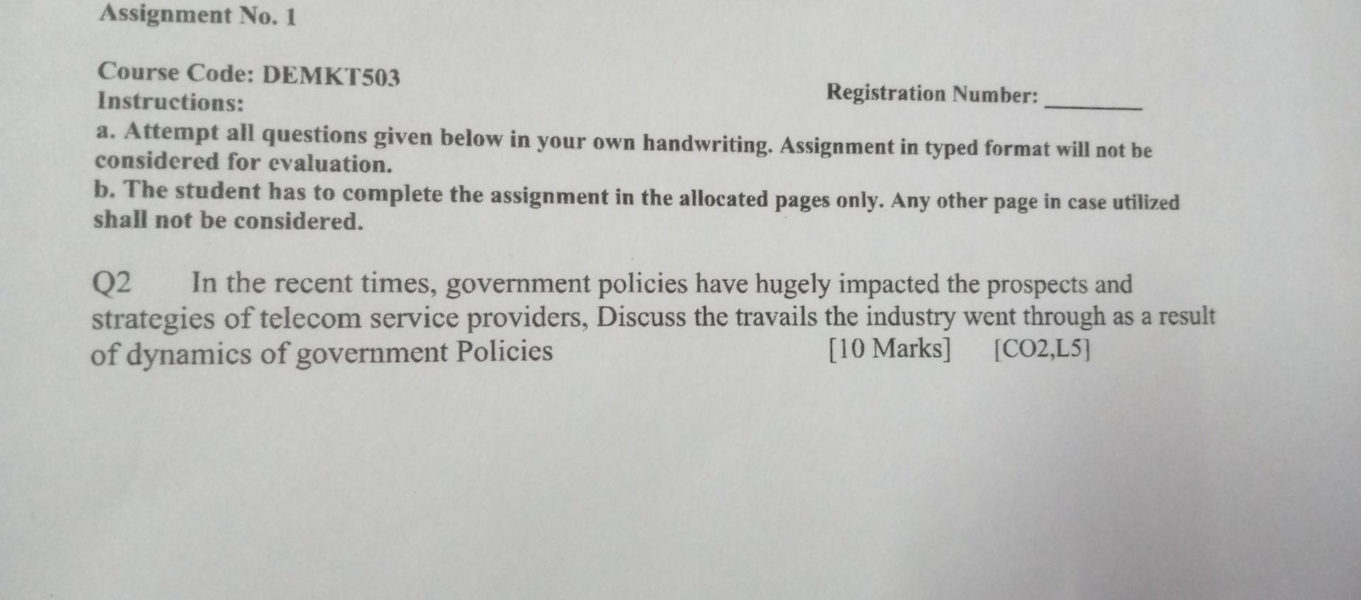 Course Code: DEMKT503 Instructions: Registration