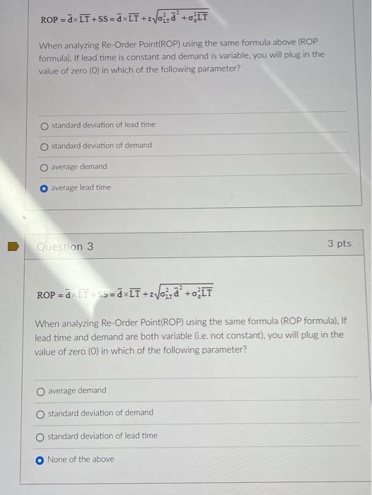 answer bith please ROP=dLT+SS=dLT+zLT2d2+e2LT