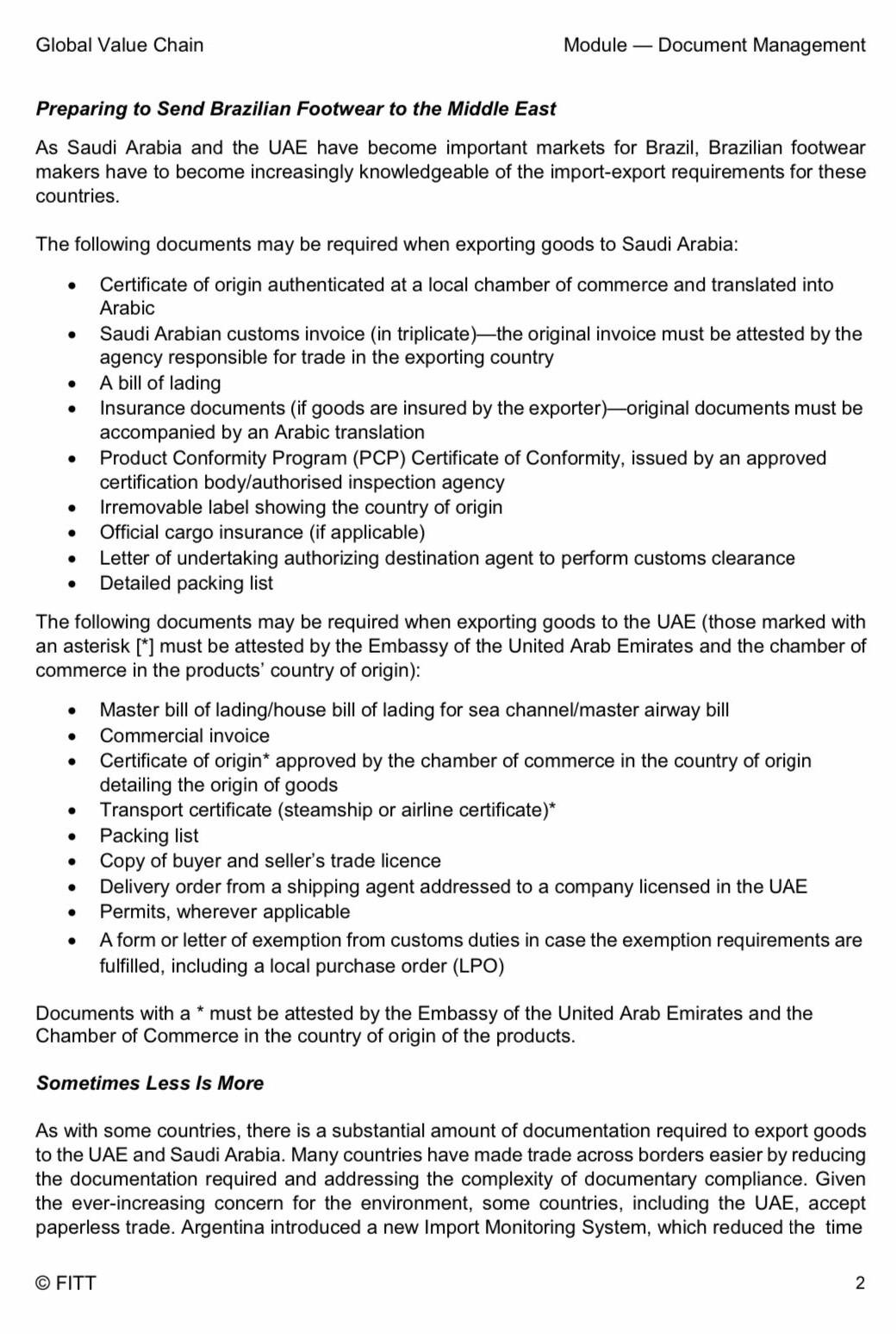 Global Value Chain Module - Document Management