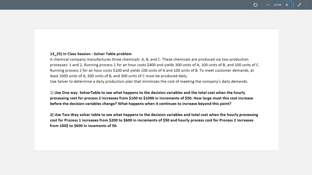 Please do it with Excel and show the formulas