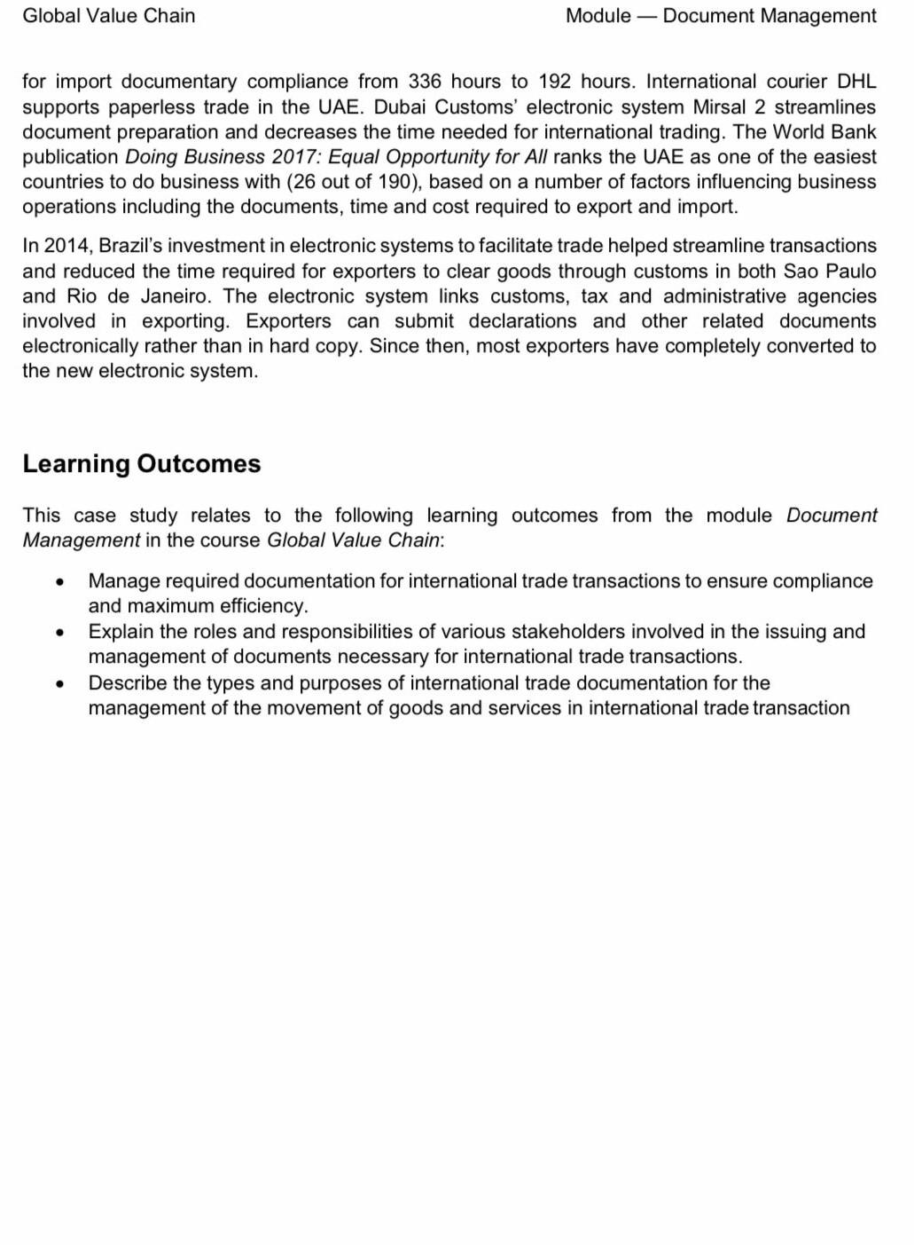 Global Value Chain Module - Document Management