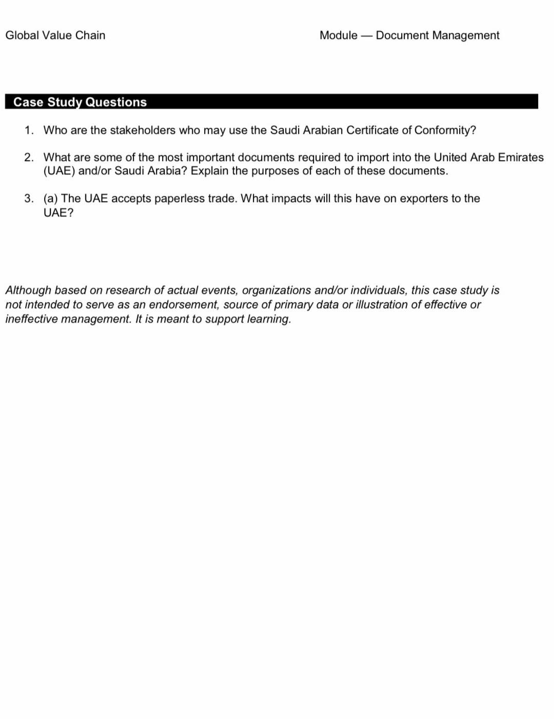 Global Value Chain Module - Document Management